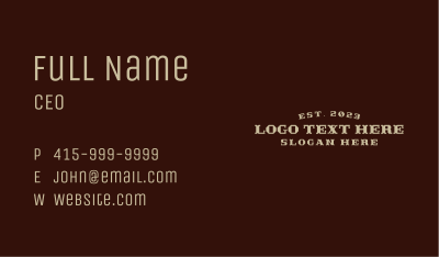 Rustic Style Wordmark Business Card Image Preview