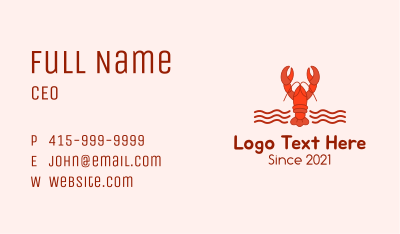 Lobster Seafood Restaurant  Business Card
