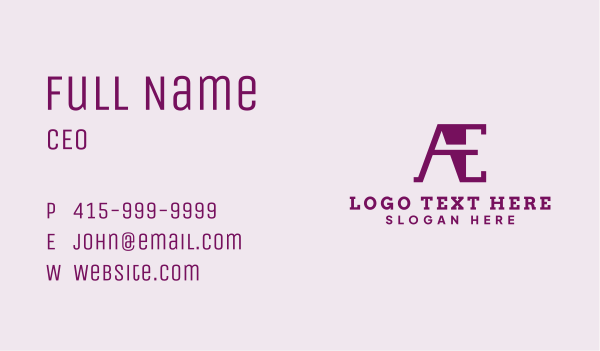 A & E Monogram Business Card Design Image Preview