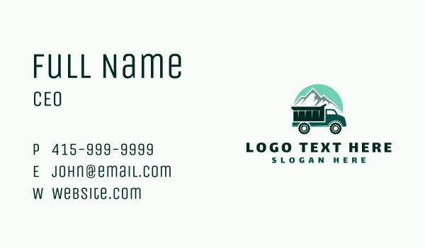 Quarry Mountain Truck Business Card Design Image Preview