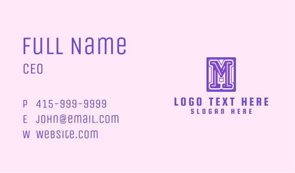 Purple Toy Shop Letter M Business Card Design Image Preview