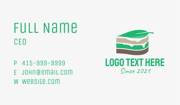 Leaf Cake Slice  Business Card Design