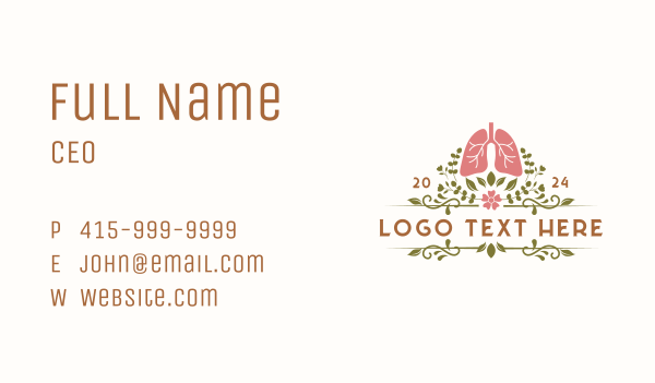 Organic Floral Lung Organ Business Card Design Image Preview