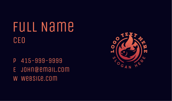 Fish Flame Barbecue  Business Card Design Image Preview