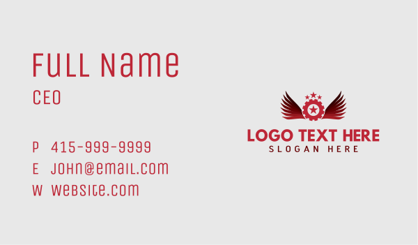 Gear Star Wing Mechanic Business Card Design Image Preview