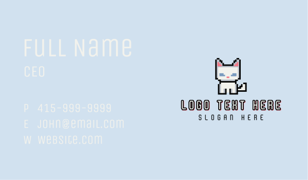 Pixel Cat Kitten Business Card Design Image Preview