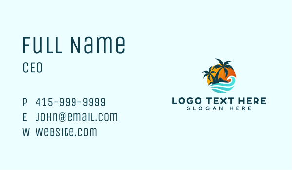 Beach Wave Tropical Business Card Design Image Preview