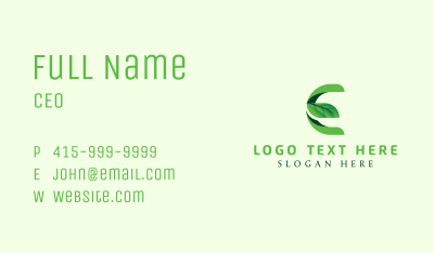 Nature Leaf Letter E Business Card Image Preview