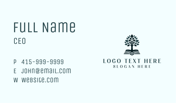 Tree Book Learning Business Card Design Image Preview