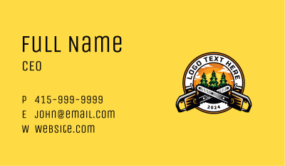 Chainsaw Woodcutting Tree Business Card Image Preview