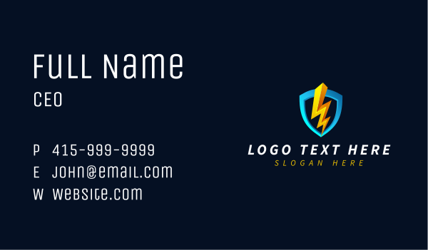 Electric Energy Shield Business Card Design Image Preview