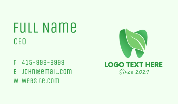 Green Natural Dentist  Business Card Design Image Preview
