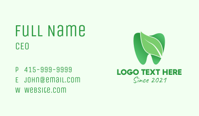 Green Natural Dentist  Business Card Image Preview