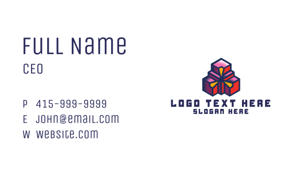 Digital Geometric Boxes Business Card Design Image Preview