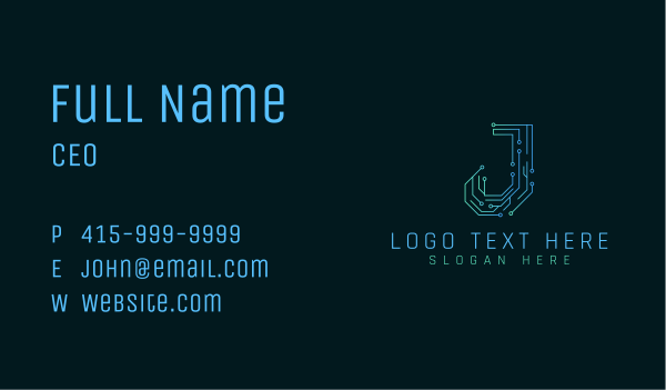 Circuit Tech Letter J Business Card Design Image Preview