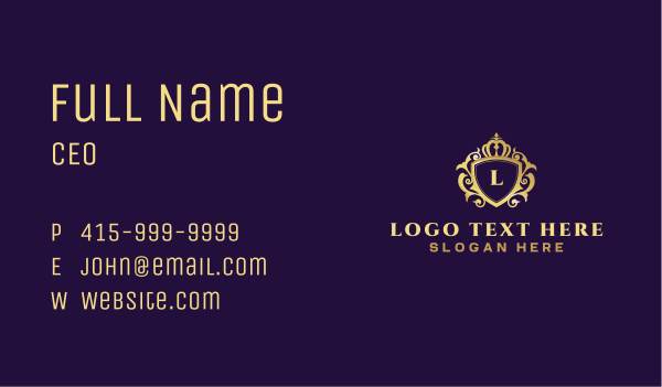 Crown Shield Royal Business Card Design Image Preview