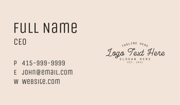 Hipster Script Wordmark Business Card Design Image Preview
