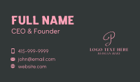 Feminine Pink Letter P  Business Card Image Preview
