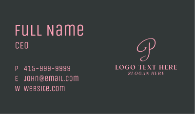 Feminine Pink Letter P  Business Card Image Preview
