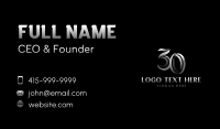 Premium Luxury Number 30 Business Card Preview