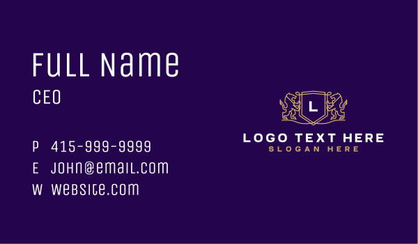 Elegant Lion Shield Business Card Design Image Preview