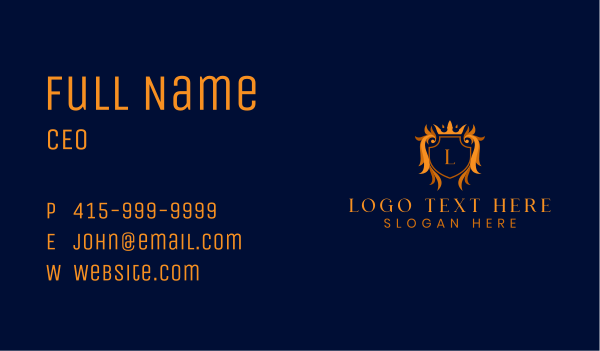 Royal Crown Shield  Business Card Design Image Preview