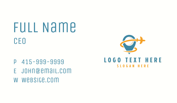 Airplane Travel Location Pin  Business Card Design Image Preview