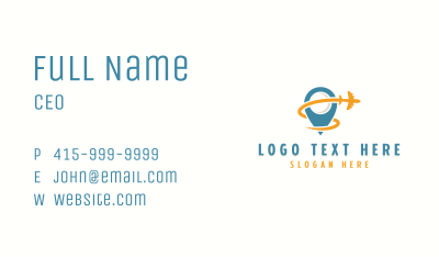 Airplane Travel Location Pin  Business Card Image Preview