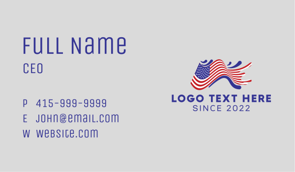 American Flag Surfing Business Card Design Image Preview