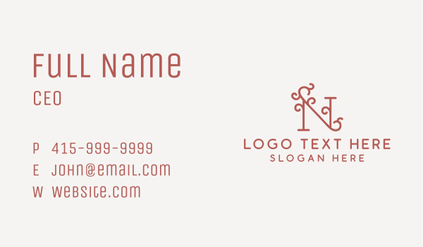 Ornamental Letter N Business Card Design Image Preview
