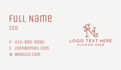 Ornamental Letter N Business Card Image Preview