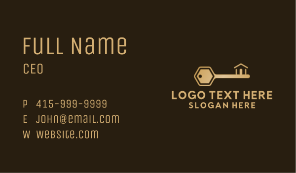 Gold House Key Business Card Design Image Preview