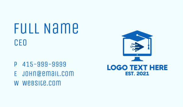 Blue Monitor Graduation Business Card Design Image Preview