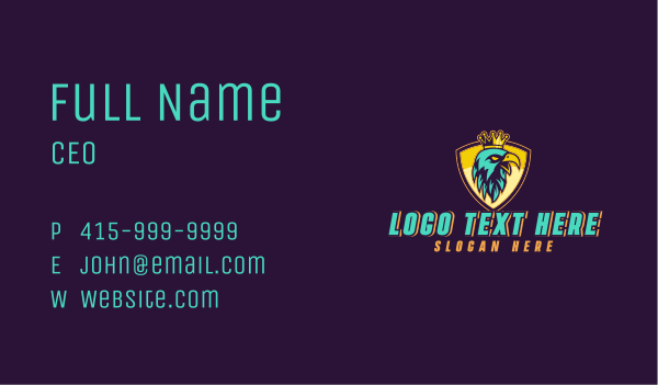 Gaming Eagle Shield Business Card Design Image Preview