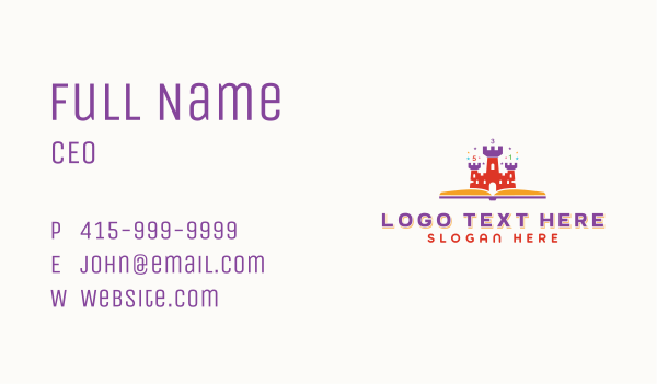 Castle Daycare Learning  Business Card Design Image Preview