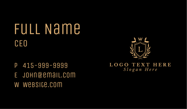 Royal Crown Shield Spear  Business Card Design Image Preview