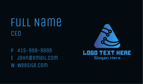 Blue Triangle Circuit Board Business Card Design Image Preview