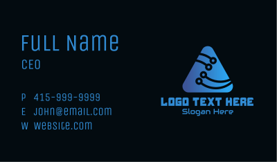 Blue Triangle Circuit Board Business Card Image Preview