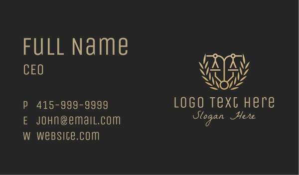 Attorney Legal Law Firm  Business Card Design