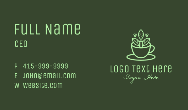 Herbal Tea Leaf Cup Business Card Design Image Preview