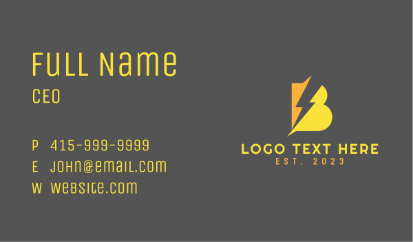 Electric Energy Bolt Letter B Business Card Design Image Preview