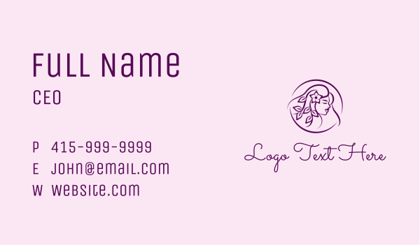 Female Floral Hairstyle Business Card Design Image Preview