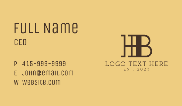 H & B Monogram Enterprise Business Card Design Image Preview
