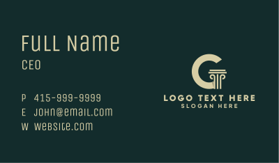 Architectural Pillar Letter G Business Card Image Preview