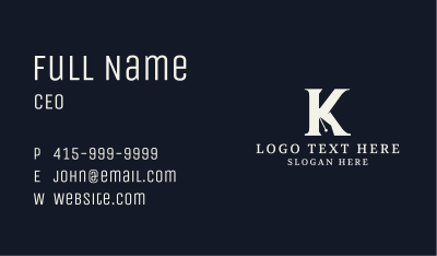 Writing Pen Letter K Business Card Image Preview