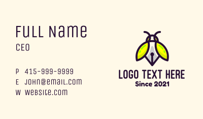 Bug Writing Pen Business Card Image Preview