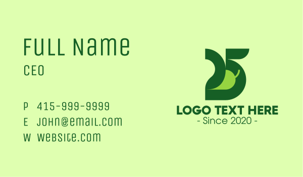 Green Vegetable Number 25 Business Card Design Image Preview