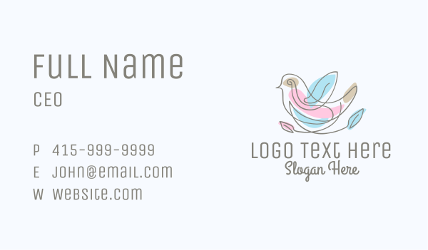 Minimalist Bird Leaves Business Card Design Image Preview