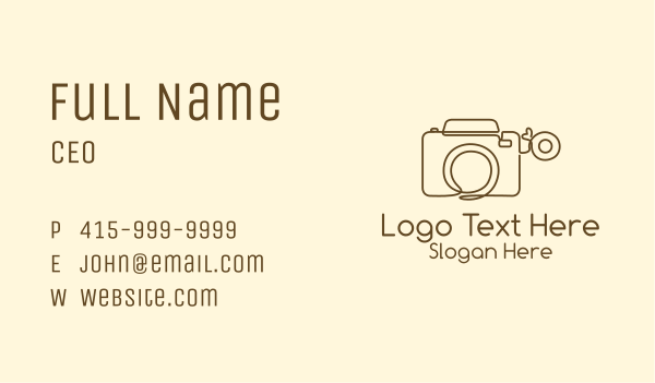 Minimalist Photographer Camera  Business Card Design Image Preview