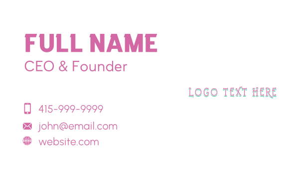 Fun Playful Wordmark Business Card Design